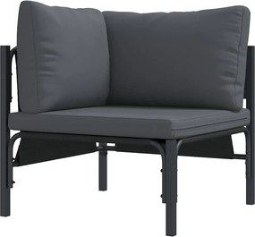 vidaXL Σετ Καναπέ Κήπου με μαξιλάρι 9 pcs Μαύρο Ατσάλι