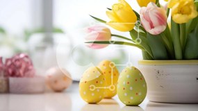 Intra Συλλεκτικό Ξύλινο Παζλ Plywood  4mm - Πασχαλινό Τραπέζι με αυγά και τουλίπες Σε Ξύλινο Κουτί - Διαστάσεις: 10x10 cm – 25 κομμάτια