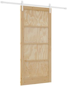 vidaXL Συρόμενη Πόρτα  με Σετ Υλικών 93x202 εκ. Συμπαγής Ξύλο Πεύκος