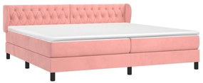 vidaXL Κρεβάτι Boxspring με Στρώμα Ροζ 200x200 εκ. Βελούδινο