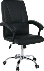 BF6350 Πολυθρόνα Διευθυντή Μέταλλο Χρώμιο, PU Μαύρο   1τμχ