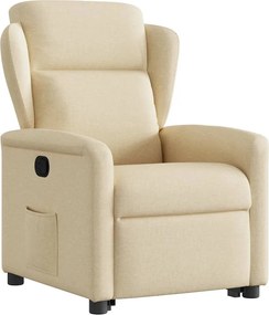 vidaXL Πολυθρόνα Ανακλινόμενη με Ανύψωση Κρεμ Υφασμάτινη