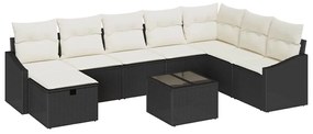 vidaXL Σετ Καναπέ Κήπου 9 pcs Μαύρο 55 x 62 x 69 εκ Πολυ ράταν