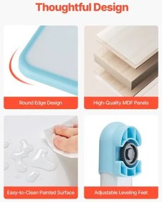 VEVOR Kids Study Chair and Desk with Bookshelf &amp; Drawer Height Adjustable Blue