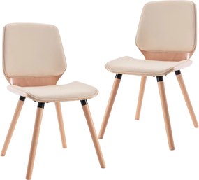 vidaXL Πολυθρόνες Τραπεζαρίας 2 τεμ. Κρεμ από Συνθετικό Δέρμα