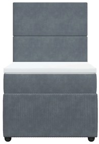 vidaXL Κρεβάτι Boxspring με Στρώμα Σκούρο Γκρι 90x190 εκ. Βελούδινο
