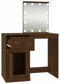 vidaXL Μπουντουάρ με LED Καφέ Δρυς 90x50x132,5 εκ. Επεξ. Ξύλο