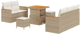 vidaXL Σετ Καναπέ Κήπου με μαξιλάρι με αποθήκευση Μπεζ Πολυ ράταν