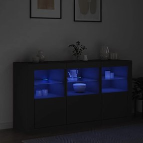 vidaXL Μπουφές με LED Μαύρος 123 x 37 x 67 εκ.