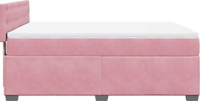vidaXL Κρεβάτι Boxspring με Στρώμα Ροζ 140x200 εκ. Βελούδινο