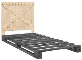 vidaXL Πλαίσιο Κρεβατιού με Κεφαλάρι Γκρι 100x200εκ. Μασίφ Ξύλο Πεύκου