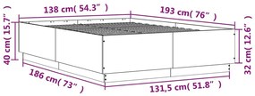 Πλαίσιο Κρεβατιού Γκρι Σκυροδέματος 135x190 εκ. Επεξεργ. Ξύλο - Γκρι