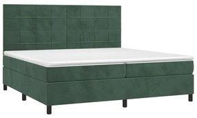 Κρεβάτι Boxspring με Στρώμα Σκούρο Πράσινο 200x200εκ. Βελούδινο - Πράσινο