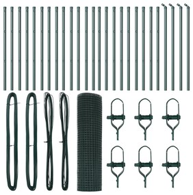 vidaXL Welded Wire Fence με 13 Κολώνες Πράσινο 0.4x50 m Χάλυβα