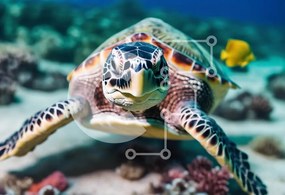 Σετ των 2 Intra Συλλεκτικό Ξύλινο Παζλ Plywood 4mm - Θαλάσσια χελώνα που κολυμπά στα καταγάλανα νερά Σε Ξύλινο Κουτί - Διαστάσεις: 10x10 cm – 25 κομμάτια