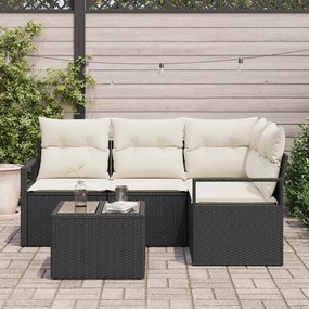 vidaXL Σετ Καναπέ Κήπου 5 pcs Μαύρο Πολυ ράταν
