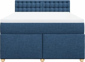 vidaXL Κρεβάτι Boxspring με Στρώμα Μπλε 160x200 εκ. Υφασμάτινο