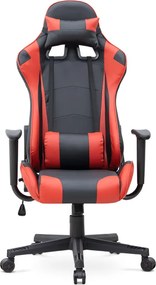 Καρέκλα γραφείου Gaming Alonso Megapap από τεχνόδερμα χρώμα κόκκινο - μαύρο 67x70x125/135 εκ.