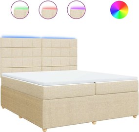 vidaXL Κρεβάτι Boxspring με Στρώμα Κρεμ 200x200 εκ. Υφασμάτινο