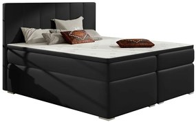 Επενδυμένο κρεβάτι Belo με στρώμα και ανώστρωμα-Μαύρο δέρμα-180 x 200