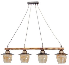 Φωτιστικό Οροφής - Ράγα R-98 Cable 30-0070 4/Ε27 Φ15x90x80cm Natural Wood Honey Heronia