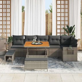 vidaXL Σετ Καναπέ Κήπου με αποθήκευση 9 pcs Γκρι Πολυ ράταν