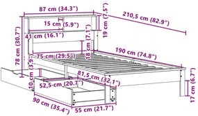 ΚΡΕΒΑΤΙ ΒΙΒΛΙΟΘΗΚΗ ΧΩΡΙΣ ΣΤΡΩΜΑ 75X190 ΕΚ ΜΑΣΙΦ ΞΥΛΟ ΠΕΥΚΟΥ 3309835