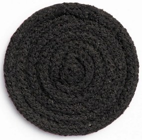 Σουβέρ Vera Blue (Σετ 4Τμχ) LBTCAVERA10NEG Φ10cm Black Calma House 100% Βαμβάκι