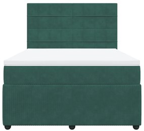 vidaXL Κρεβάτι Boxspring με Στρώμα Σκούρο Πράσινο 160x200εκ. Βελούδινο