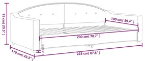 Καναπές Κρεβάτι Ανοιχτό Γκρι 100 x 200 εκ. Υφασμάτινος - Γκρι