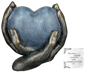 Διακοσμητικό ArteLibre Χέρια Κρατούν Καρδιά Μπρονζέ/Γκρι Polyresin 10x15x15cm