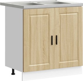 vidaXL Βάση νιπτήρα με αποθήκευση Porto 2 pcs Καφέ Επεξεργασμένο ξύλο