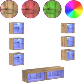 vidaXL Ντουλάπι TV 8 pcs Artisan Oak Γυαλί