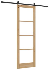 vidaXL Συρόμενη Πόρτα  με Σετ Εξαρτημάτων 78x232 cm Μασίφ Ξύλο Πεύκου