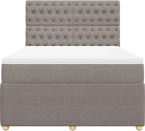 vidaXL Κρεβάτι Boxspring με Στρώμα Taupe 140x190 εκ. Υφασμάτινο