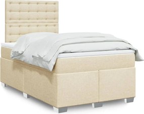 vidaXL Κρεβάτι Boxspring με Στρώμα Κρεμ 120x200 εκ. Υφασμάτινο
