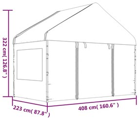 Κιόσκι με Τέντα Λευκό 15,61 x 4,08 x 3,22 μ. από Πολυαιθυλένιο - Λευκό