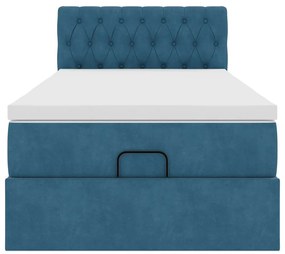 Οθωμανικό κρεβάτι με στρώμα &amp; LEDs Σκούρο μπλε 80x200cm Βελούδο 3312660