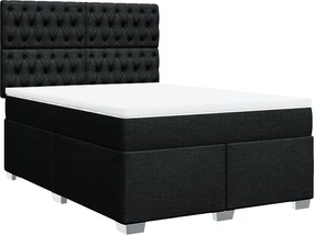 vidaXL Κρεβάτι Boxspring με Στρώμα Μαύρο 140x190 εκ. Υφασμάτινο