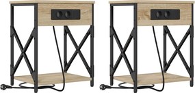 vidaXL Κομοδίνο 2 τεμ. Δρύς Sonoma 41 x 31 x 51 εκ. Επεξεργασμένο Ξύλο