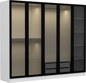 Πενταφυλλη Ντουλαπα Λευκο/Μαυρο KALEO 52x180x210