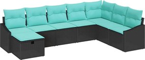 vidaXL Σετ Καναπέ Κήπου με μαξιλάρι 8 pcs Μαύρο Πολυ ράταν