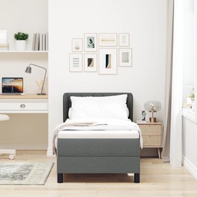 vidaXL κρεβάτι Box Spring με στρώμα  σκούρο γκρι 80x200 εκ. υφάσματος