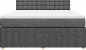 vidaXL Κρεβάτι Boxspring με Στρώμα Σκούρο Γκρι 180x200 εκ Υφασμάτιν