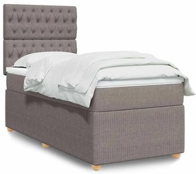 vidaXL Κρεβάτι Boxspring με Στρώμα Taupe 90x200 εκ. Υφασμάτινο