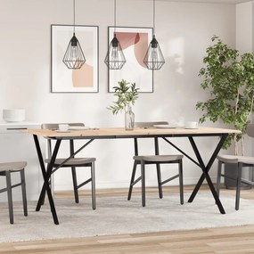 vidaXL Τραπέζι Τραπεζαρίας Πλαίσιο Χ Μασίφ Πεύκο/Ατσάλι