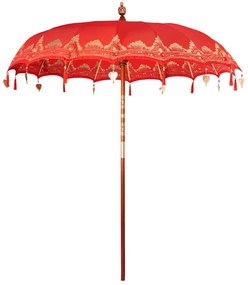 vidaXL Μπαλινέζικη Ομπρέλα Κόκκινο 215 x 215 x 260 εκ. Βαμβάκι
