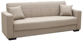 Καναπές-κρεβάτι με αποθηκευτικό χώρο τριθέσιος Vox  κρεμ ύφασμα 215x8