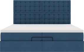 vidaXL Οθωμανικό κρεβάτι με στρώματα μπλε 200x200cm ύφασμα