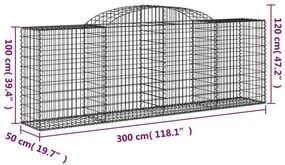 vidaXL Συρματοκιβώτια Τοξωτά 8 τεμ. 300x50x100/120 εκ. Γαλβαν. Ατσάλι